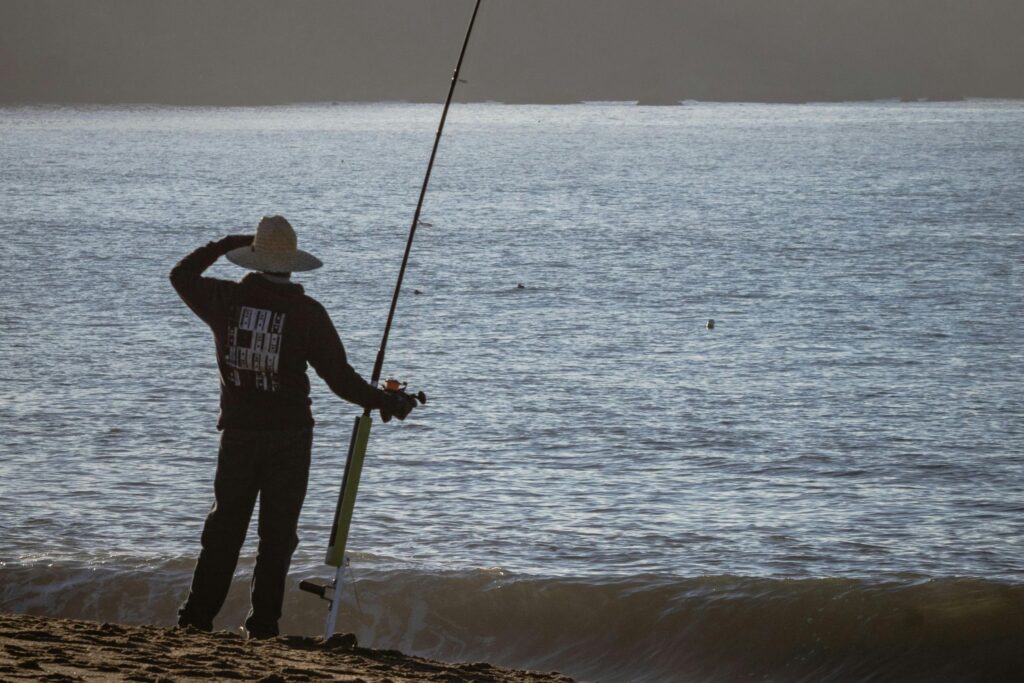 fishing at beach